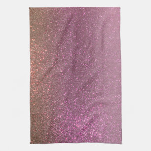 Gold Mauve Purple Sparkly Glitter Ombre Gradient Kitchen Towel