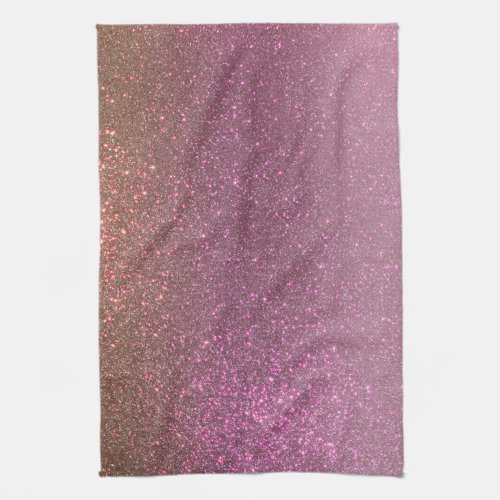 Gold Mauve Purple Sparkly Glitter Ombre Gradient Kitchen Towel