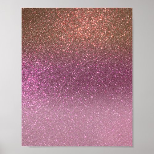 Gold Mauve Purple Sparkly Glitter Ombre Gradient Poster