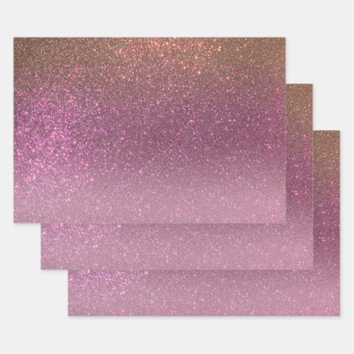 Gold Mauve Purple Sparkly Glitter Ombre Gradient Wrapping Paper Sheets