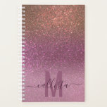 Gold Mauve Purple Sparkly Glitter Ombre Monogram Planner<br><div class="desc">This elegant, glamorous, and chic print is perfect for the trendy and stylish girly girl. It features a faux printed sparkly dark gold glitter into mauve purple into pastel purple triple gradient ombre. It's modern, pretty, girly, unique, and cool. Just customize this design with your own personalized monogram family name...</div>
