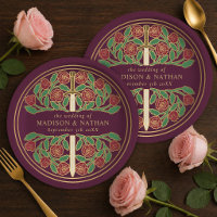 Gold Mauve Royal Medieval Floral Sword Wedding