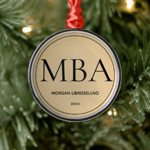Gold MBA Graduation Metal Ornament