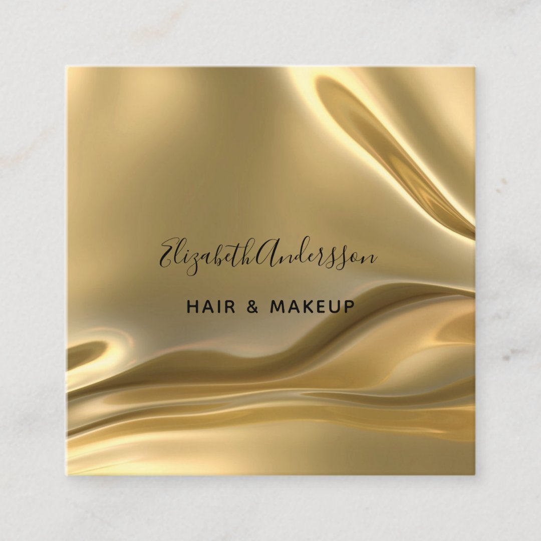 Gold meallic profile photo qr code square business card | Zazzle