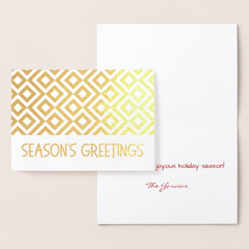 Gold Meander Pattern Seasons Greetings Foil Card