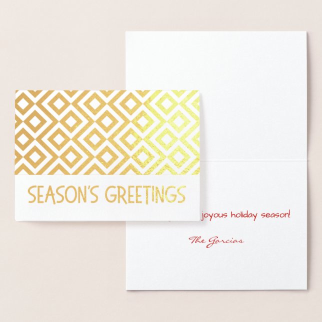 Gold Meander Pattern Season's Greetings Foil Card (Display)