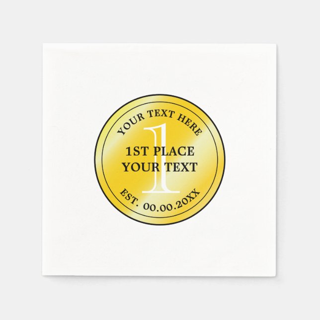 Gold medal 1st place competition champion winner napkins (Front)