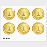 Childrens kids gold medal first place award stickers