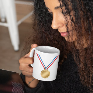 Gold Medal Award with Red White Blue Ribbon Coffee Mug