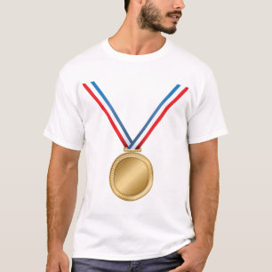 Gold Medal Award with Red White Blue Ribbon T-Shirt