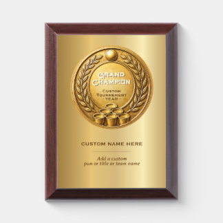 Gold Medal Beer Pong Tournament Championship Award Plaque