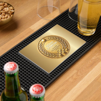 Gold Medal Beer Pong Tournament Championship Bar Mat
