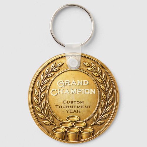 Gold Medal Beer Pong Tournament Championship Keychain