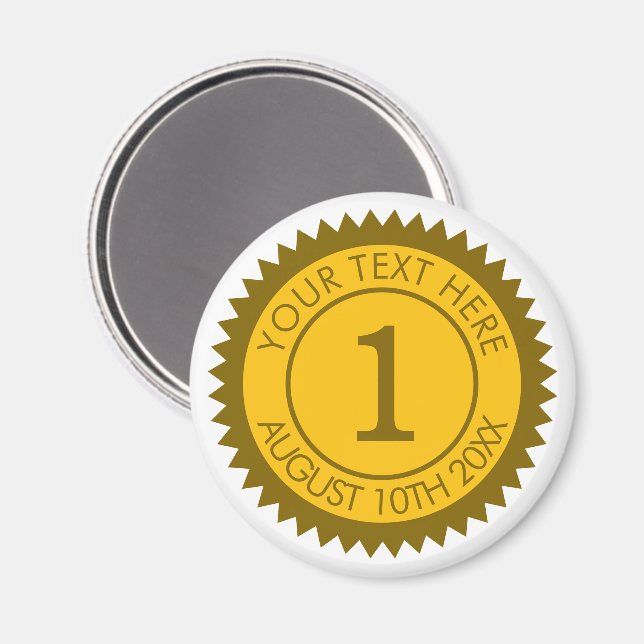 Gold medal champion winner 1st place custom magnet (Front/Back)