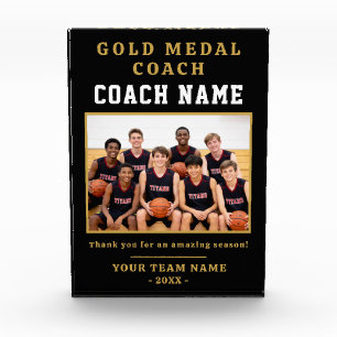 Gold Medal Coach Photo Basketball Acrylic Award
