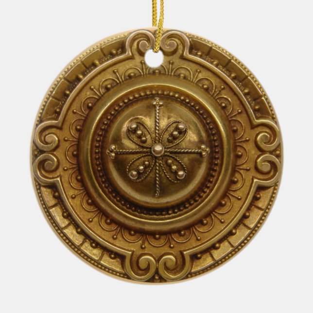Gold Medallion Ceramic Ornament (Front)
