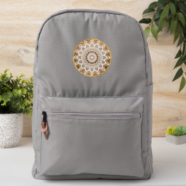 Gold Medallion Floral Mandala Patch (On Backpack)