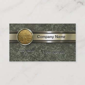 Gold Medallion Green Marble Business Card by timelesscreations at Zazzle