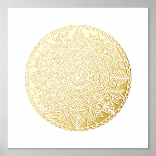 Gold Medallion Mandala Art Foil Prints