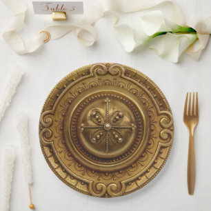 Gold Medallion Paper Plates