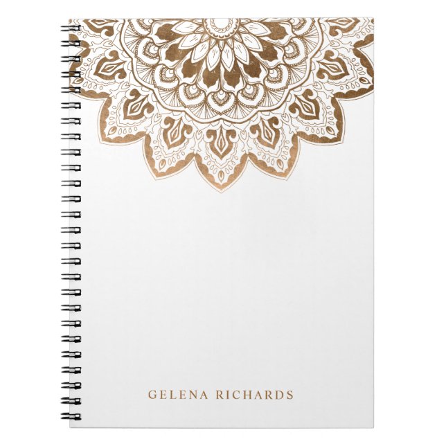Gold Medallion Shimmer Mandala Notebook (Front)