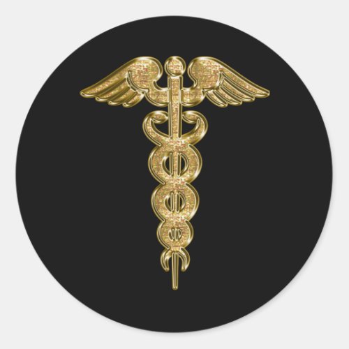 Gold medical alert badge classic round sticker