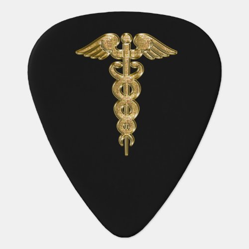 Gold medical alert badge guitar pick