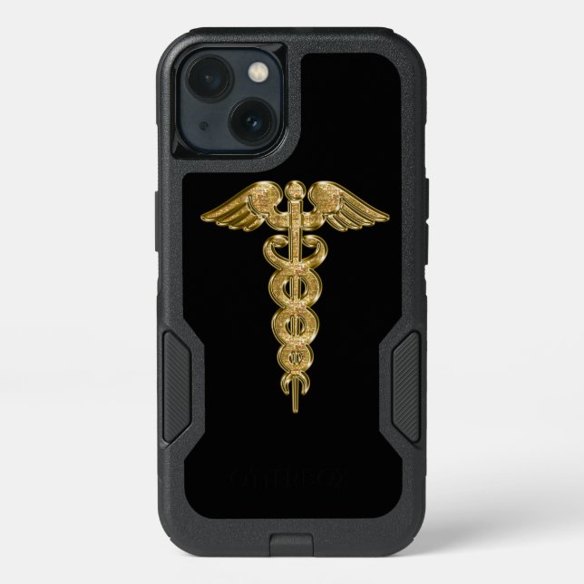 Gold medical alert badge otterbox iPhone case (Back)