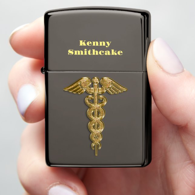Gold medical alert badge zippo lighter (In Hand)