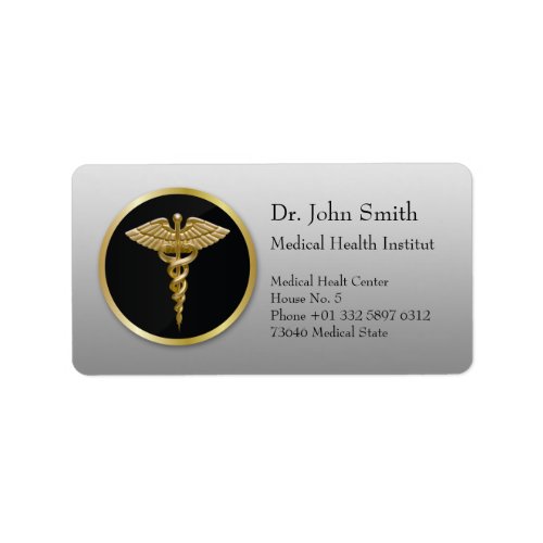 Gold Medical Caduceus _ Address Label