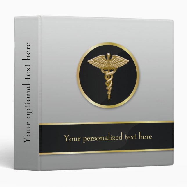 Gold Medical Caduceus - Binder (Front/Spine)