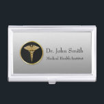 Gold Medical Caduceus - Business Card Holder<br><div class="desc">Design for medical purposes: Caduceus symbol on a precious background.</div>