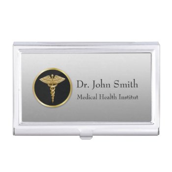 Gold Medical Caduceus - Business Card Holder by SorayaShanCollection at Zazzle