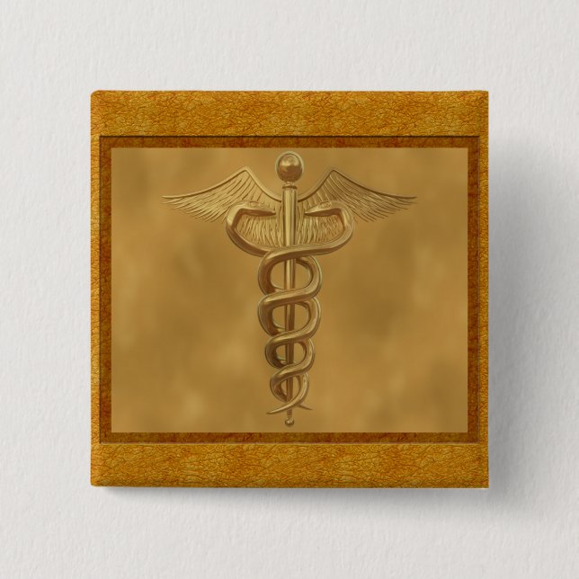 Gold Medical Caduceus Button (Front)