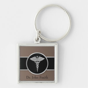 Gold Medical Caduceus - Keychain