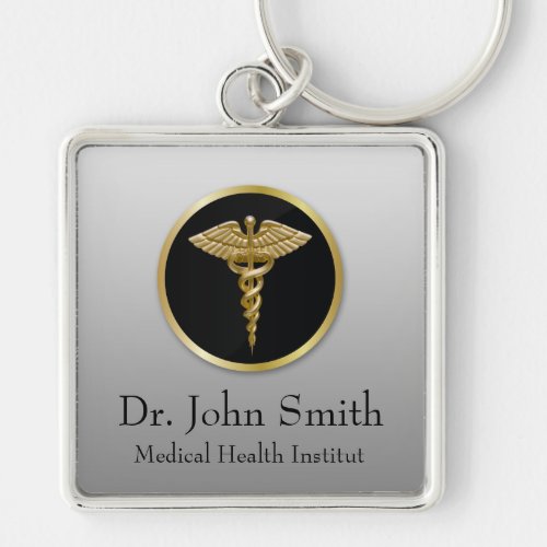 Gold Medical Caduceus _ Keychain