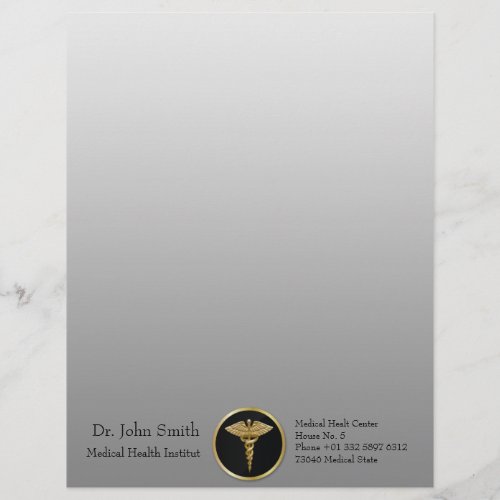 Gold Medical Caduceus _ Letterhead