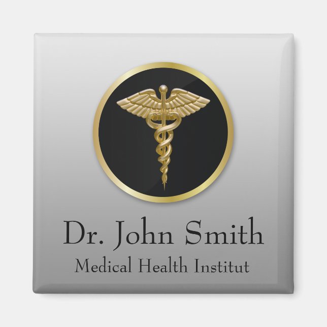 Gold Medical Caduceus - Magnet (Front)