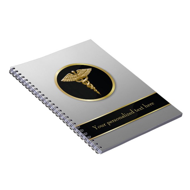 Gold Medical Caduceus - Notebook (Right Side)