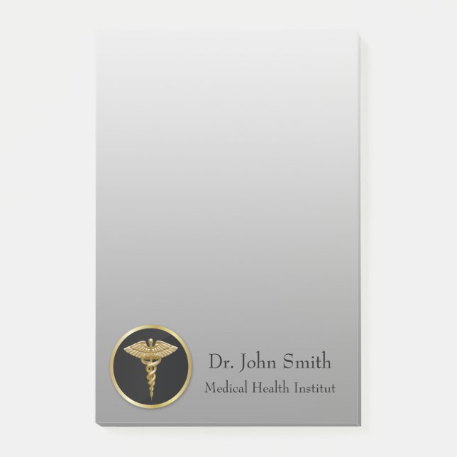Gold Medical Caduceus - Post-it® Notes (Front)