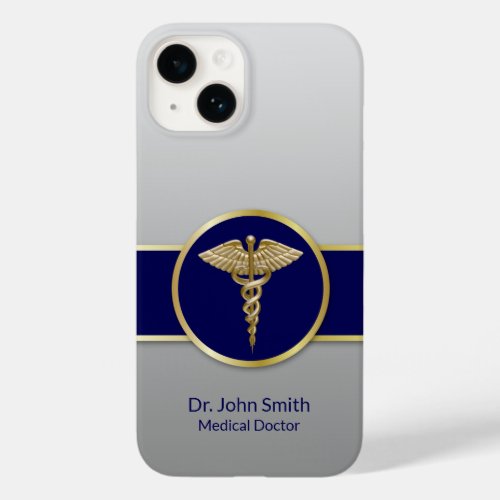 Gold Medical Caduceus Professional Blue Case_Mate iPhone 14 Case