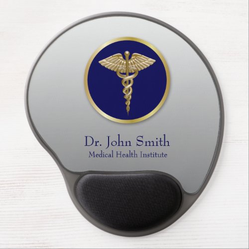 Gold Medical Caduceus Professional Blue Gel Mouse Pad