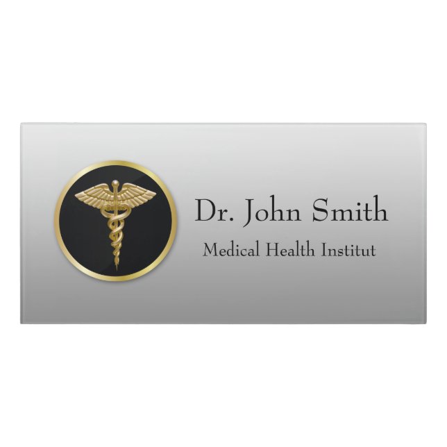 Gold Medical Caduceus - Room Sign (Classic Front)