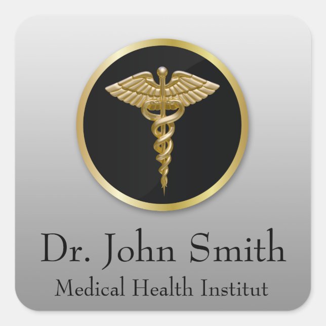 Gold Medical Caduceus - Sticker (Front)
