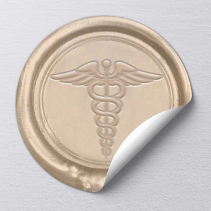 Gold Medical Caduceus Symbol Nurse Doctor Wax Seal