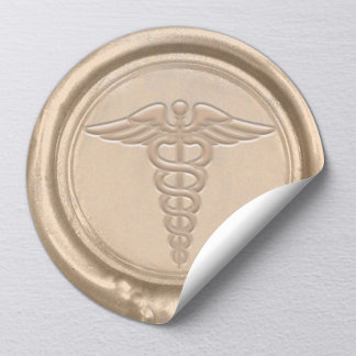 Gold Medical Caduceus Symbol Nurse Doctor Wax Seal
