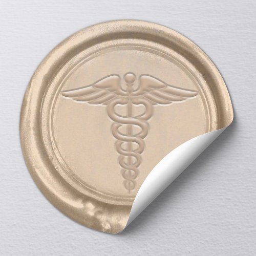 Gold Medical Caduceus Symbol Nurse Doctor Wax Seal