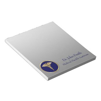 Gold Medical Professional Caduceus Blue Notepad by SorayaShanCollection at Zazzle