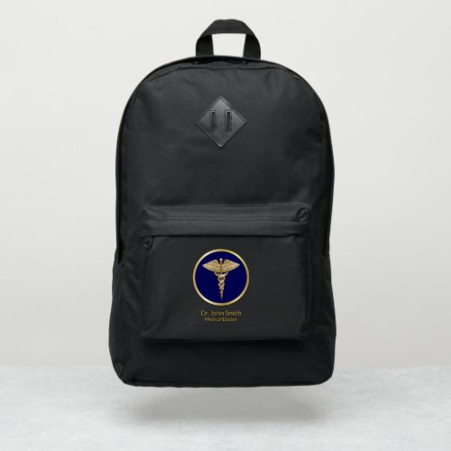 Gold Medical Professional Caduceus Blue Port Authority Backpack