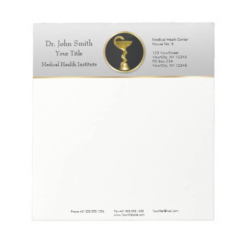 Gold Medical Professional Hygieia Bowl Notepad
